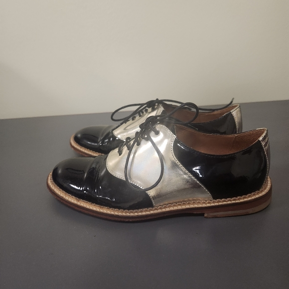 Opening Ceremony Oxfords Black and gold laced up loafers Sz 37 - Picture 3 of 10